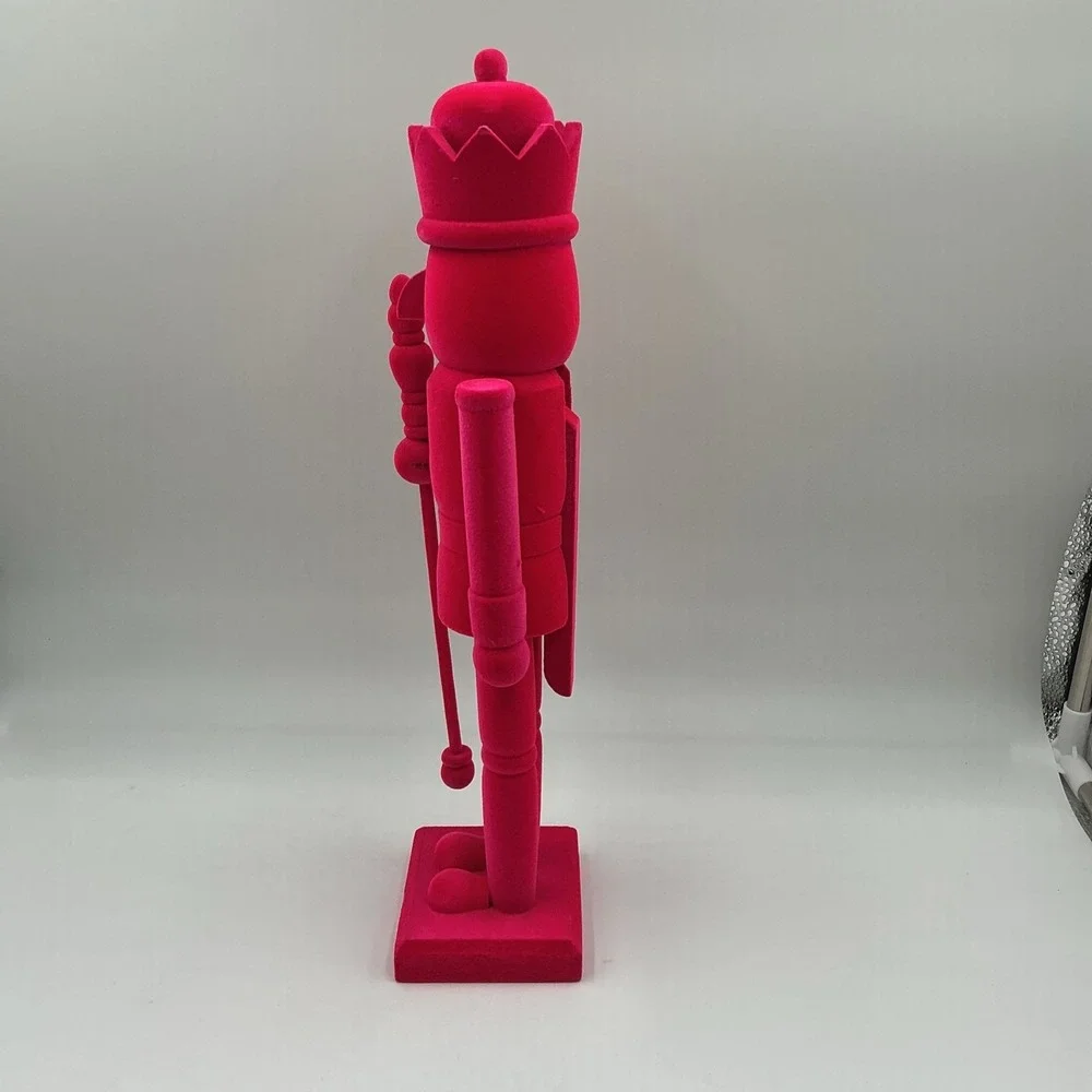 15 Inch Pink Flocked Nutcracker King Figurine Christmas Holiday Decor New